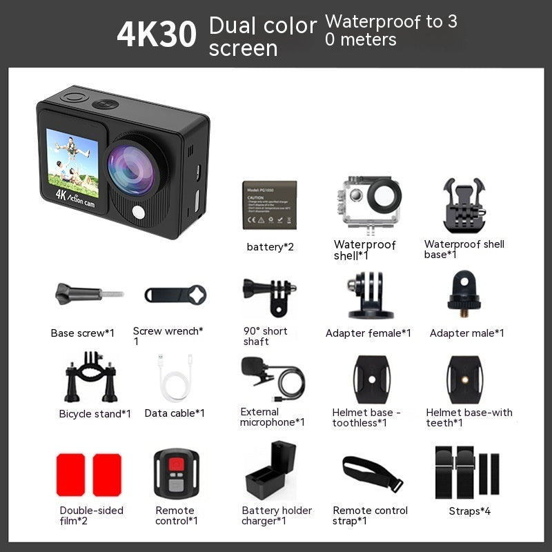 Waterproof 30 M True 4K Riding Camera Anti-shake Wide Angle HD Action Camera