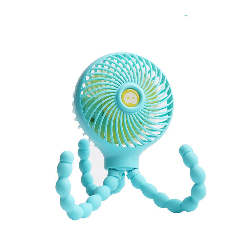 Octopus Deformed Folding Fan New USB Charging Mini Handheld Stroller Bed Small Fan Portable