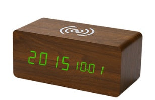 Factory Wholesale Smart Wireless Charging Sound Control Environmentally Friendly Mute Led Wooden Clock Wooden Home Electronic Alarm Clock