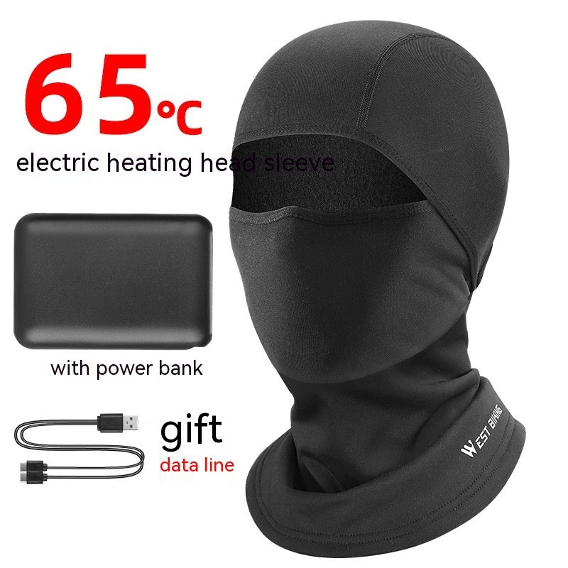 Cycling Heating Hood Winter Warm Face Mask Ski Fleece Hood Electric Heating Hood Cycling Fixture