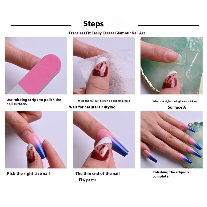 Wear Armor Water Ripple Color Matching French Lines Nail Tip Fake Nails Nail Stickers