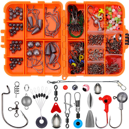 Weihe 257 Pieces Lure Fishhook Accessories Suit Texas Fishing Sea Fishing Rock Fishing Set Box