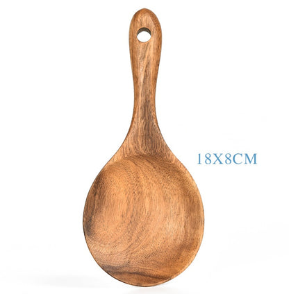 Teak Natural Wood Tableware Spoon Ladle Turner Rice Colander Soup Skimmer Cooking Tool Sets Spoon Scoop Kitchen Tools Gadgets