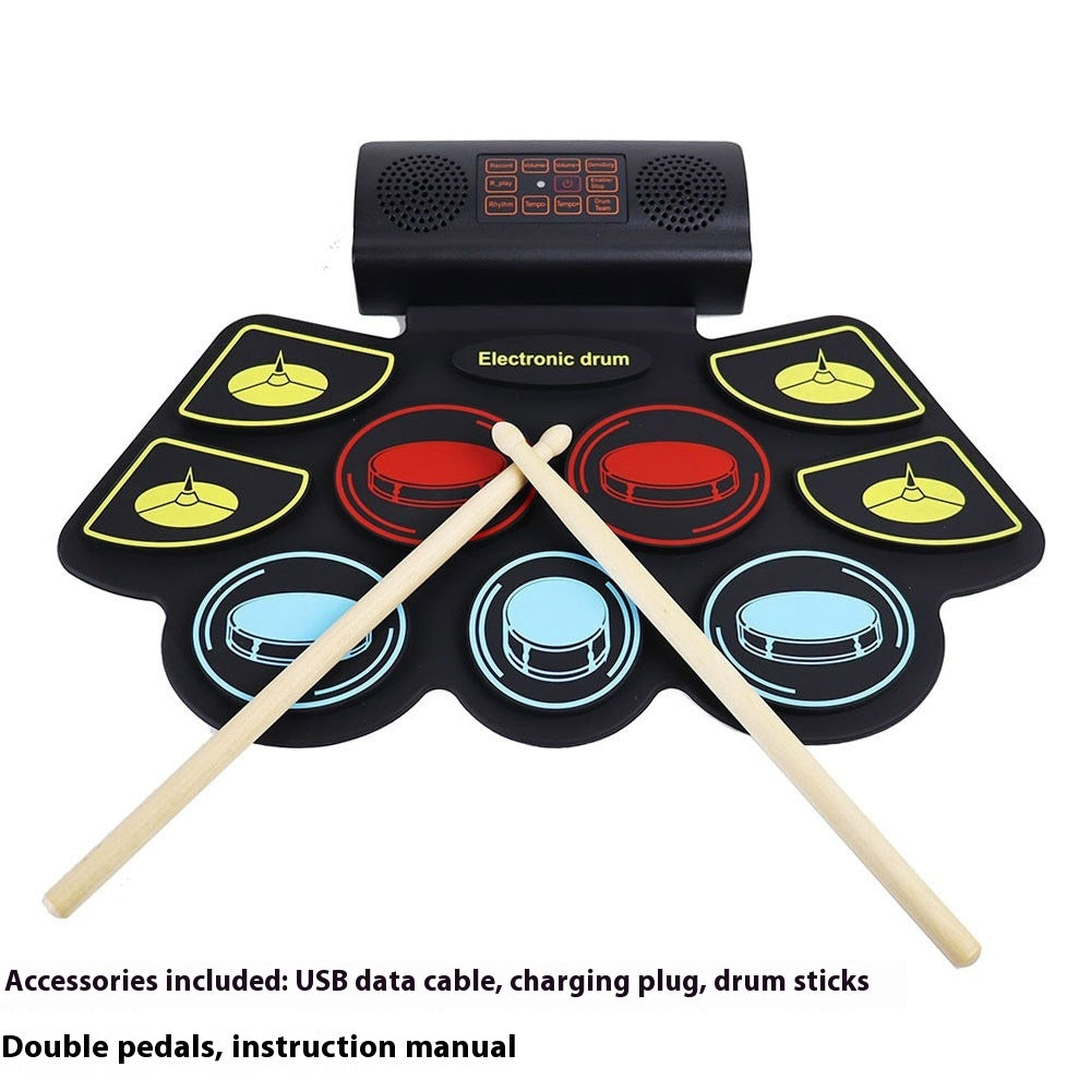 Color Hand Roll-up Drum Kit Portable Hand Roll Drum With Bracket