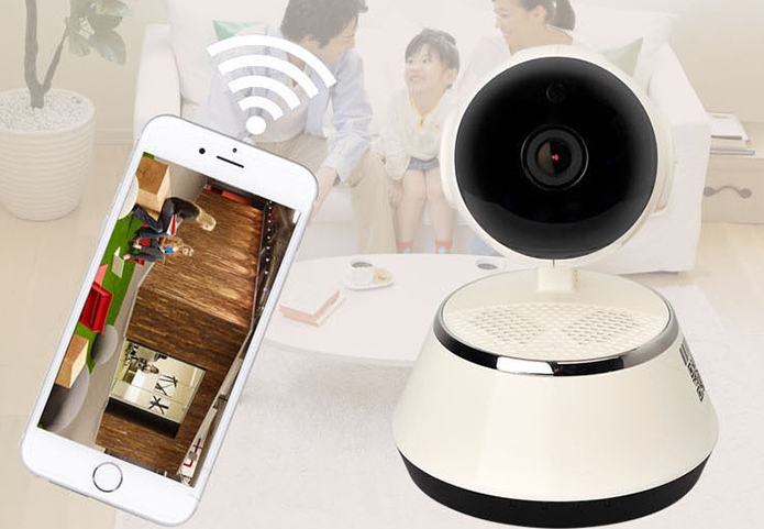 Wireless IP Camera WIFI 720P Home Security Cam Micro SD Slot Support Microphone &amp; P2P Free APP ABS Plastic
