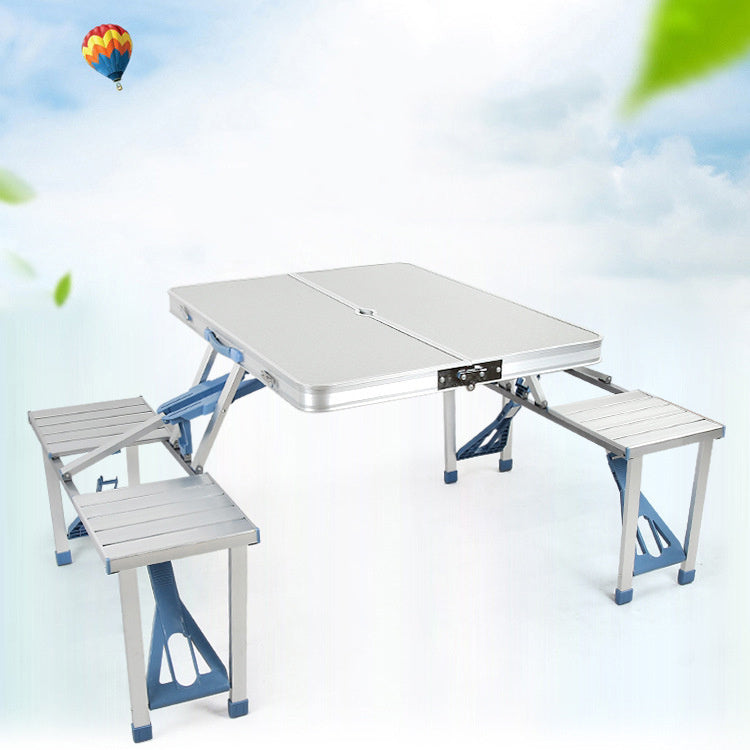 Outdoor One-piece Folding Table And Chair Aluminum Alloy Folding Table Wholesale Barbecue Household Camping Aluminum Alloy Portable Table And Chair