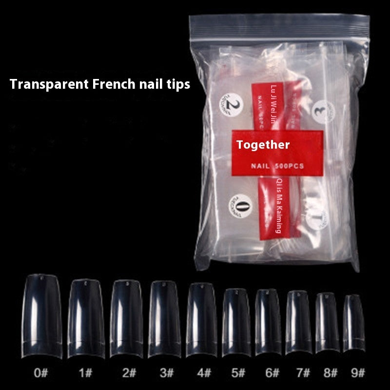 500 Pieces Sheer Full Cover Transparent Semi-nail Sticky Fake Nails