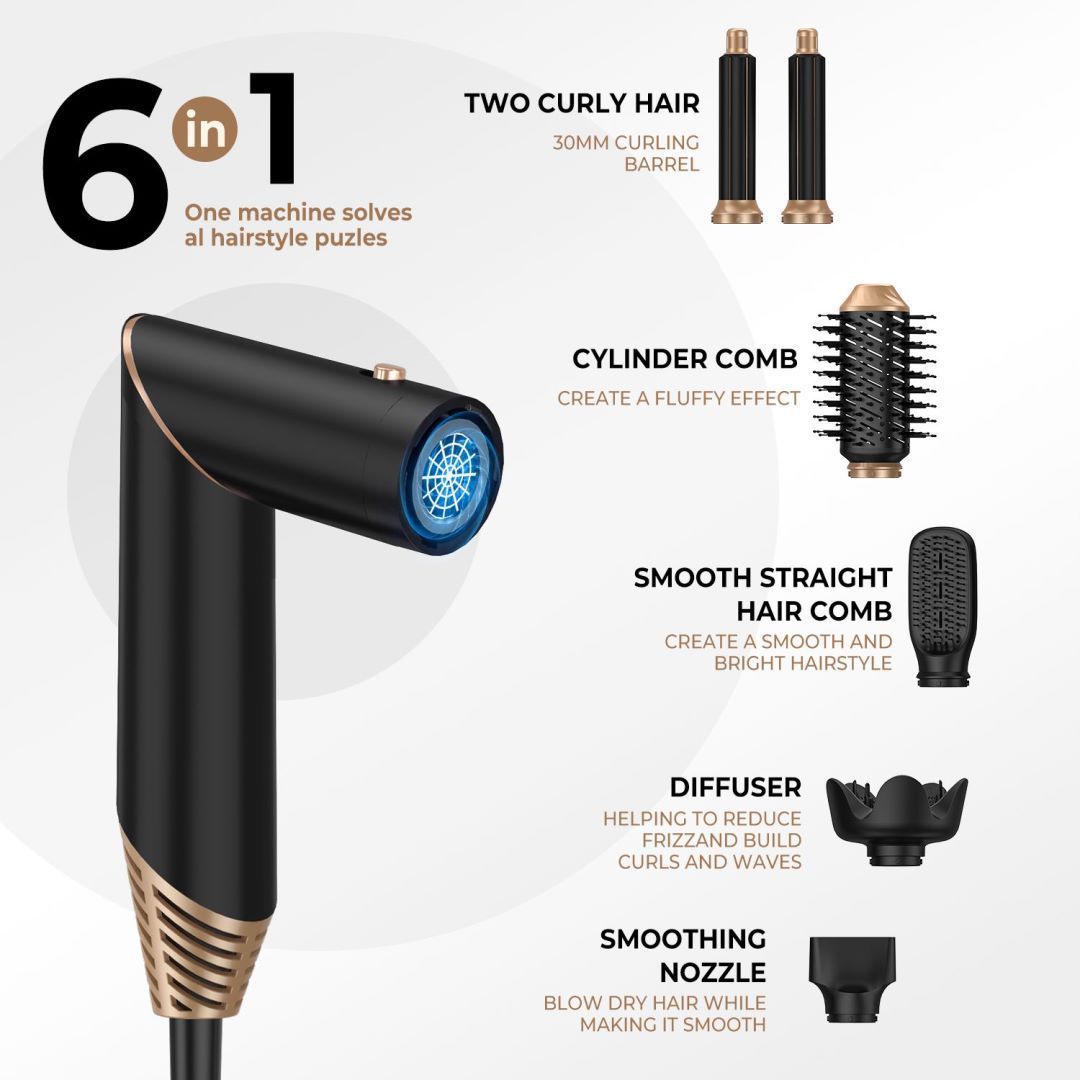 Automatic Hair Suction Six-in-one Folding Multifunctional Converter Hair Dryer