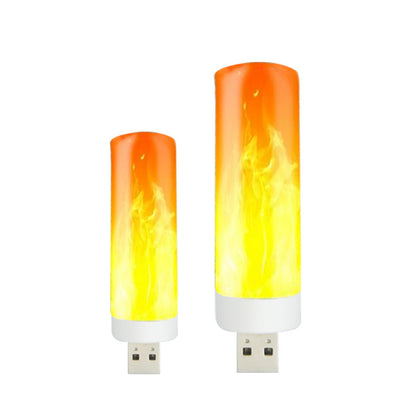 USB Atmosphere Light LED Flame Flashing Candle Lights Book Lamp For Power Bank Camping Lighting Cigarette Lighter Effect Light