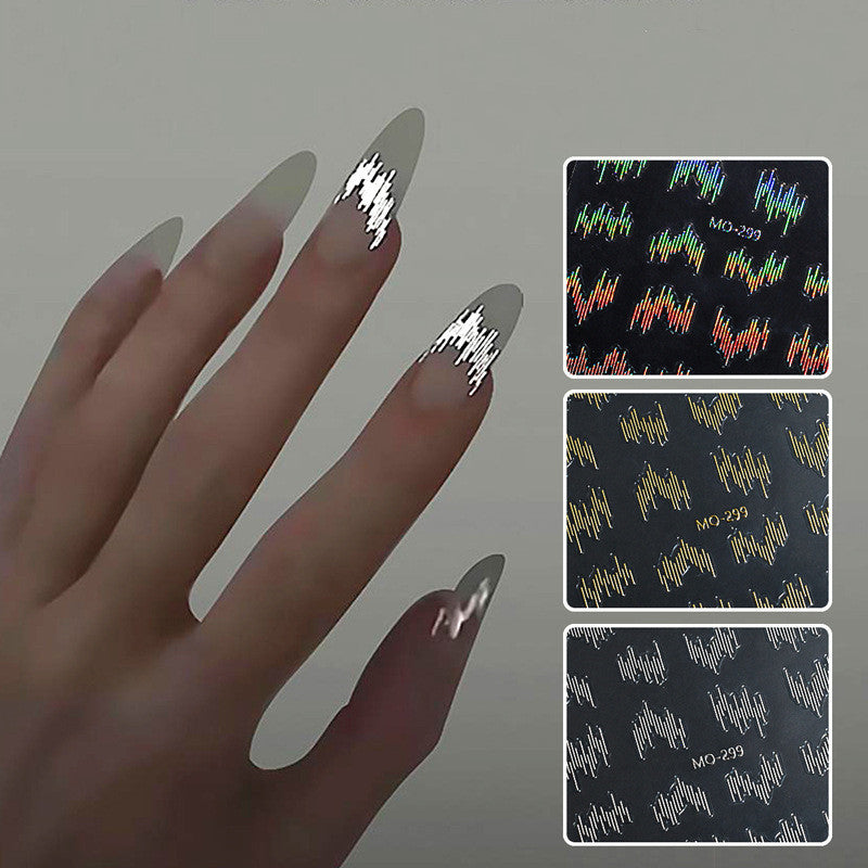 Nail Stickers Highlight Reflective Silk Yarn Relief