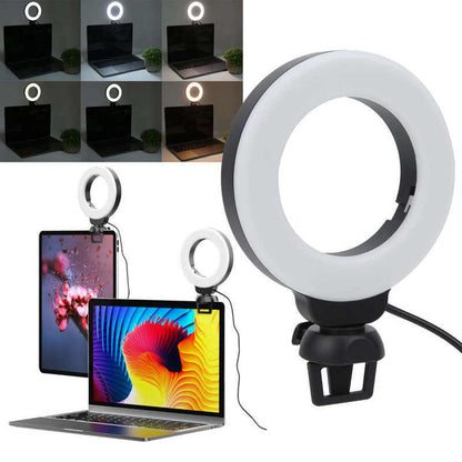 Video Conference 4 Inch Fill Light Computer Live Photography Light  LED Selfie Light USB Powered Round Camera Lamp Dimmable LED Ring Light With Phone Holder