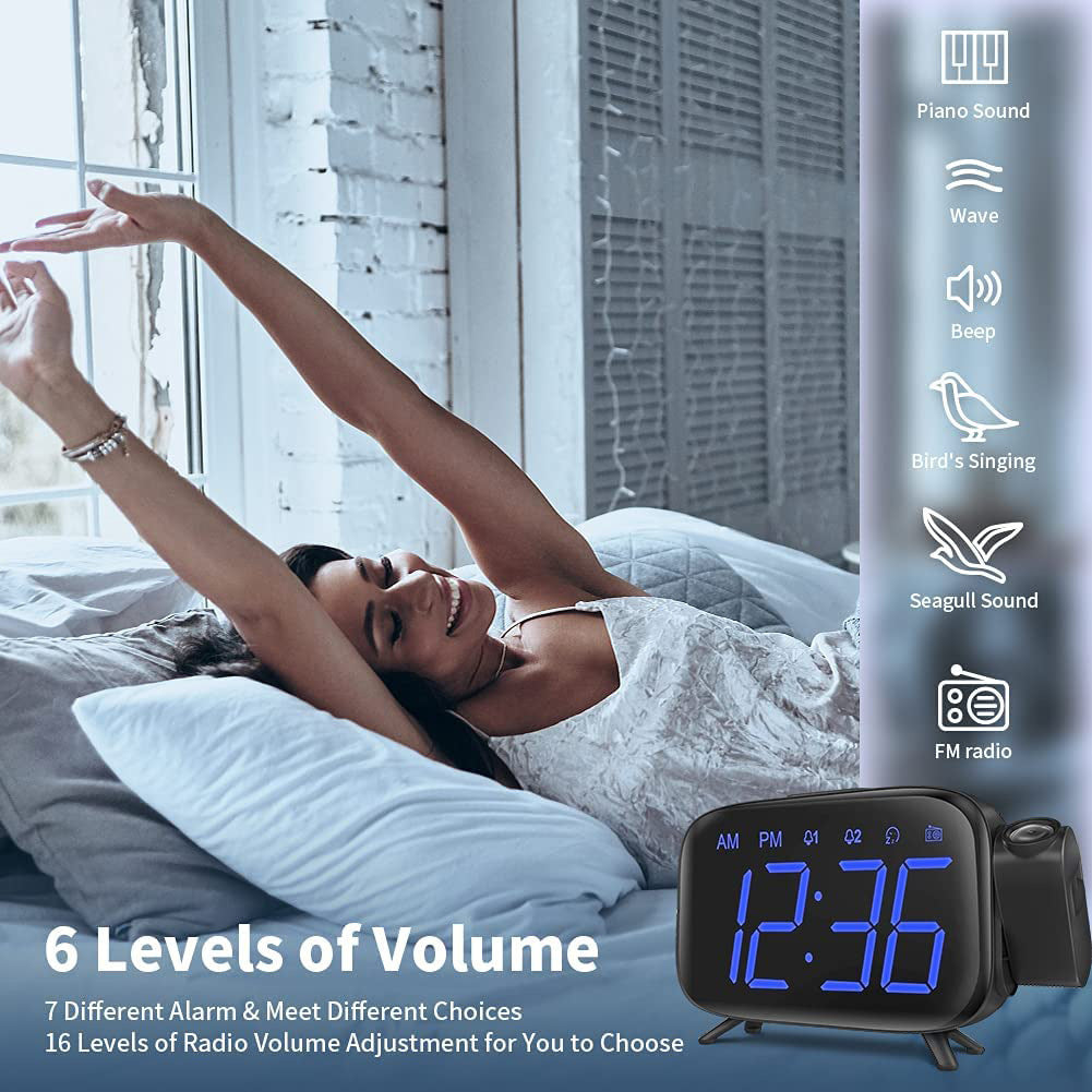 Multifunctional USB Digital Projection Electronic Alarm Clock LED Large Screen Digital Clock With Radio