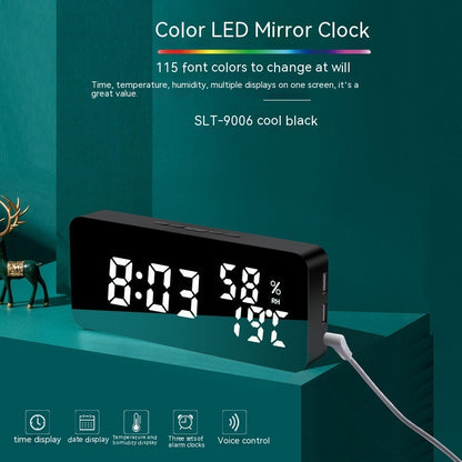 Creative Mobile Phone Charging Mirror Wall-mounted Alarm Clock Snooze Voice Control