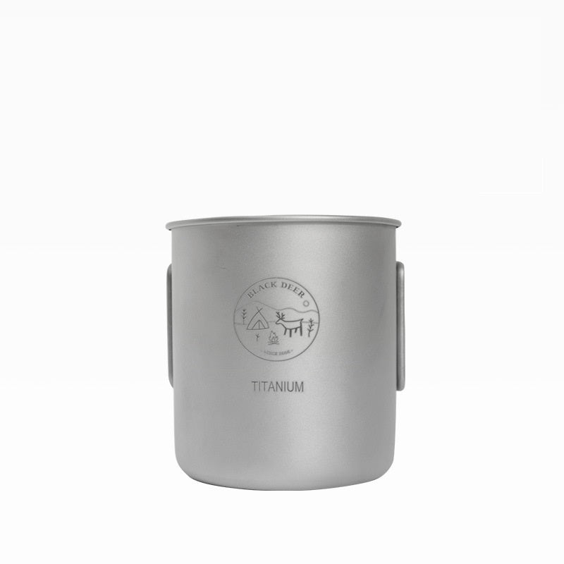 Pure Titanium Metal Lidded Folding Handle Mug