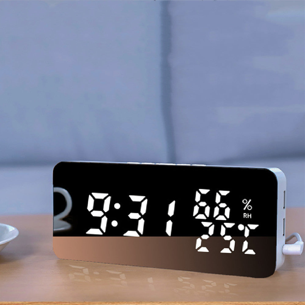 Creative Mobile Phone Charging Mirror Wall-mounted Alarm Clock Snooze Voice Control