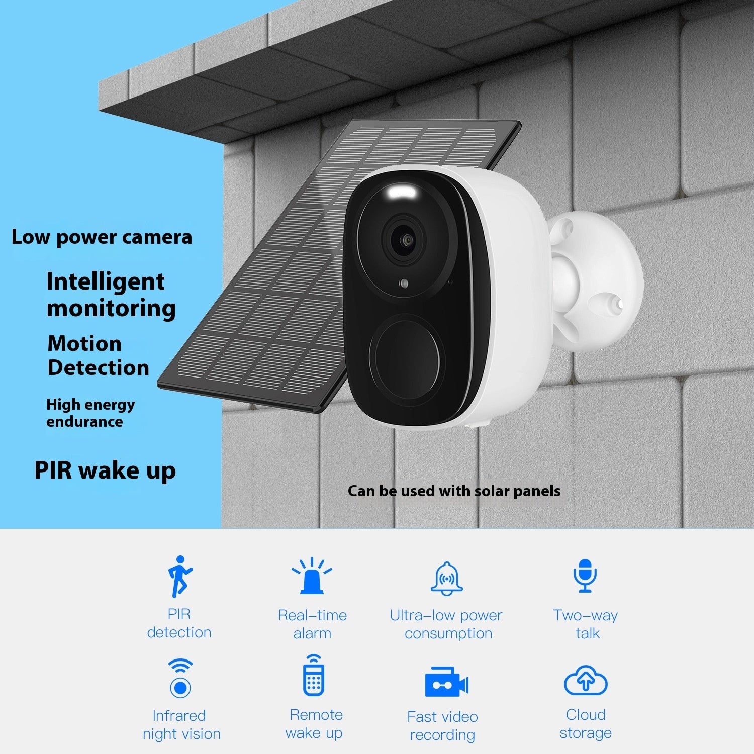 Solar Battery Low Power Wireless Surveillance Camera