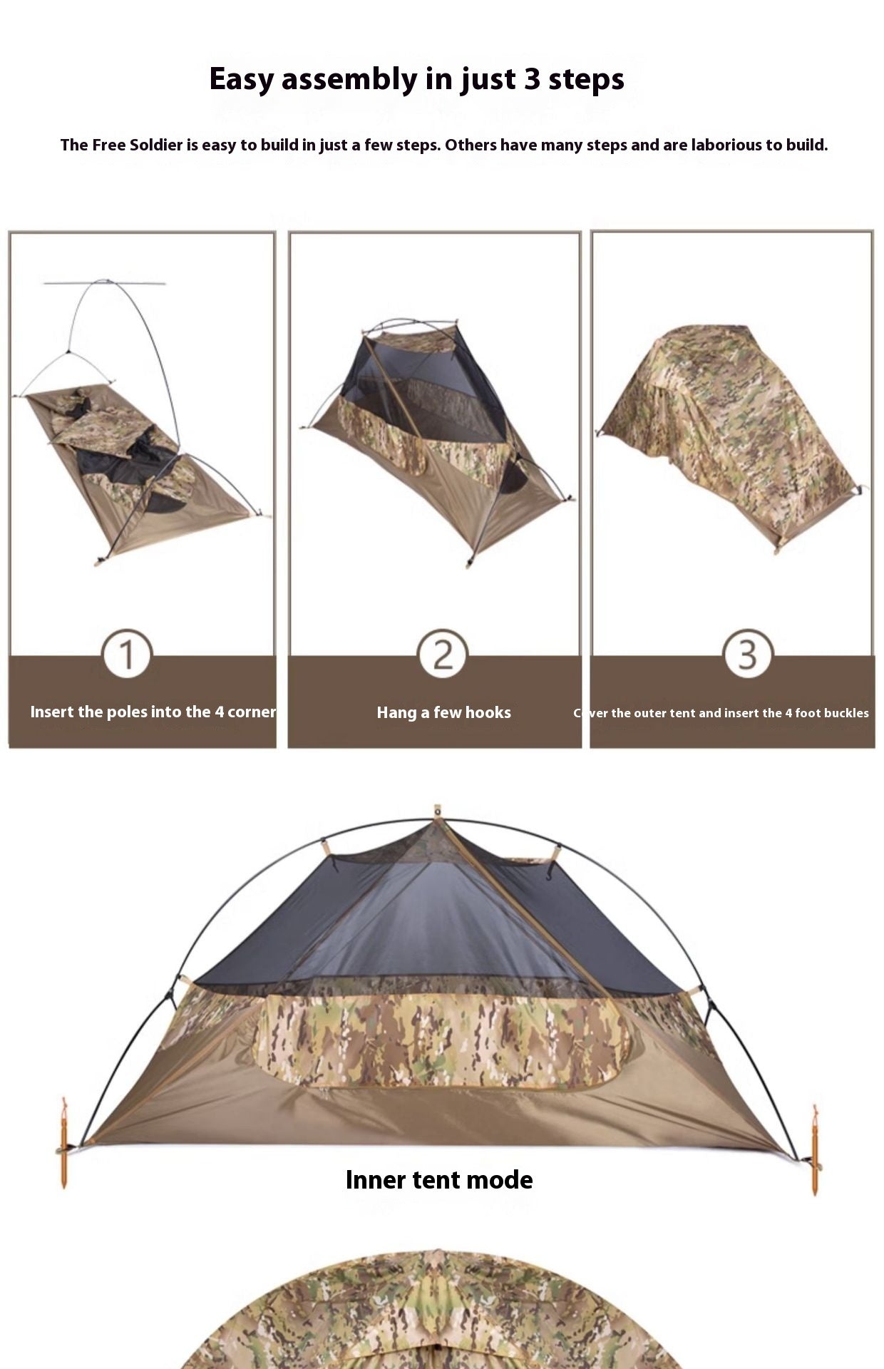 Single Soldier Tent Outdoor Camping Rainproof And Sun Protection Camouflage