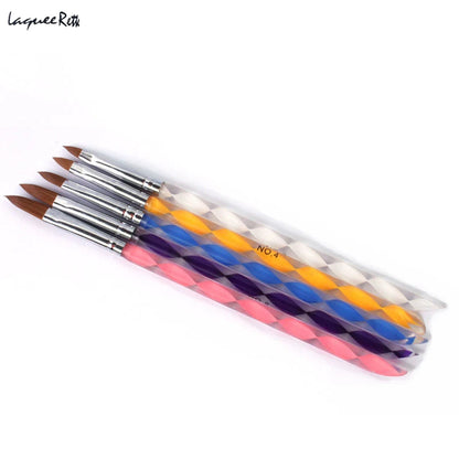 Free Shipping 5 Pieces Five Size High Quality Professional Acrylic Liquid For Nail Art  Pen Brush UV Gel Nail Acrylic Powder