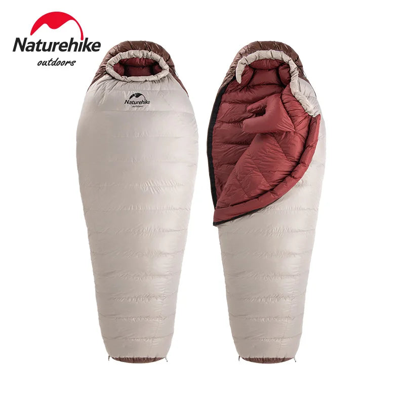 Naturehike New Winter Hiking Sleeping Bag 650FP Ultralight Duck Down SnowBird Portable 20D Mummy Outdoor Camping Sleeping Bag