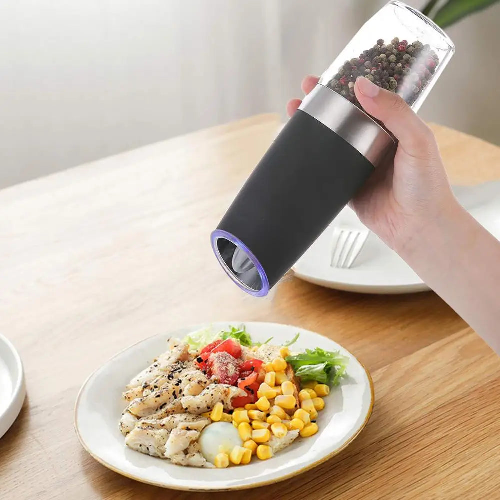 Gravity Electric Salt and Pepper Grinder Set with Adjustable Coarseness Automatic Pepper and Salt Mill