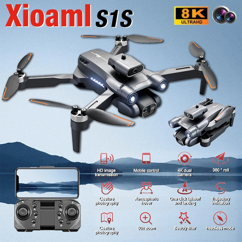 S1S Mini Drone For Xiaomi 8K Professional Brushless Motor Dron Obstacle Avoidance HD Dual Camera Wifi 5G Foldable Quadcopter