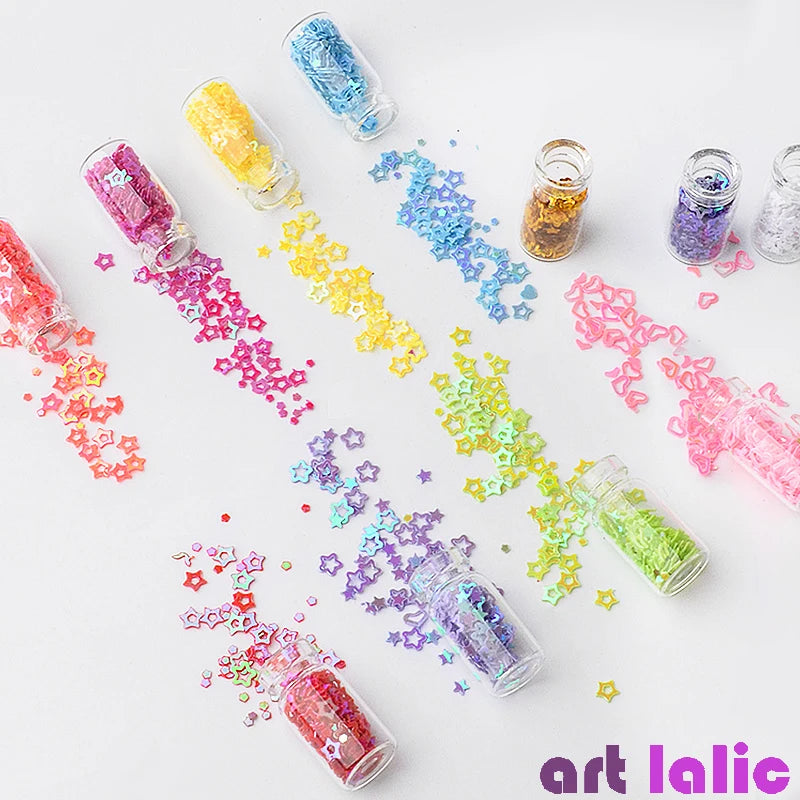 Artlalic 48 Bottles Nail Art Rhinestones Beads Sequins Glitter Tips Decoration Tool Gel Nail Stickers Mixed Design Case Set
