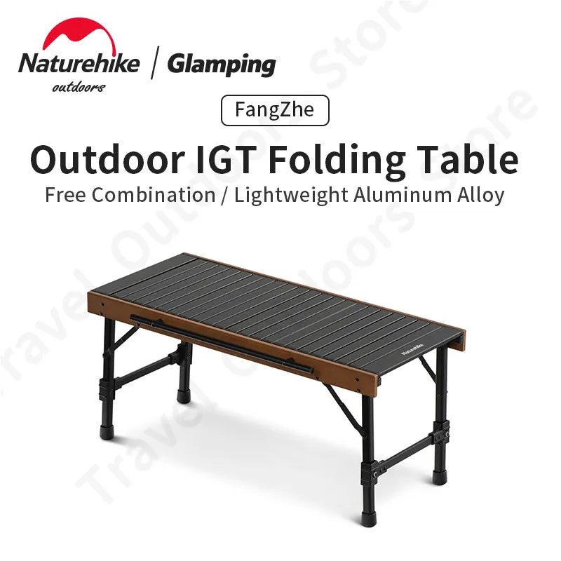 Naturehike IGT Camping Table Folding Desk for Barbecue Grill BBQ Picnic Outdoor Camp Backpacking Fishing Removable Portable