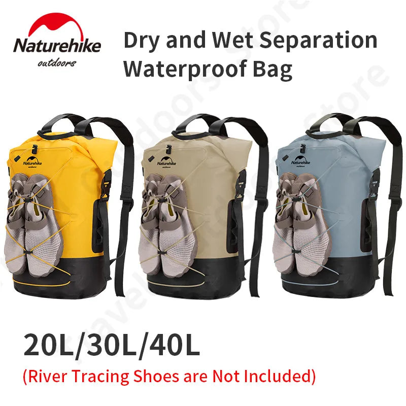 Naturehike Backpack Waterproof Rucksack Dry Wet Separation Bag for Outdoor Travel Camping 20/30/40 L Lightweight 430g IPX6 TPU