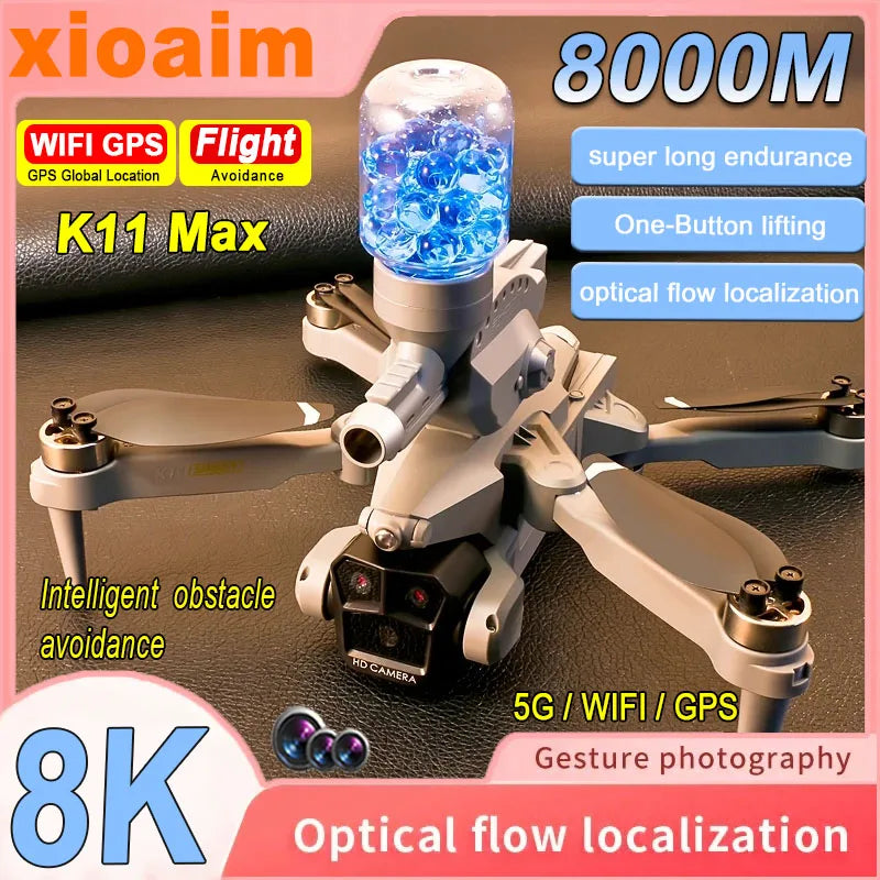 For Xiaomi K11MAX Drone Launching Water Bombs Brushless Power Electric Adjustment Three Camera Drone Quadcopter Childs Toy