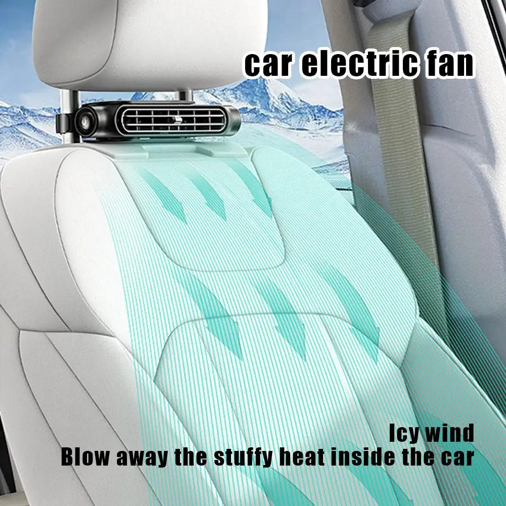 Car Seat Fan Backseat Cooling Fan Front Rear Seat Headrest Cooling Air Fan USB Powered Adjustable Strap Car Interior Decor Fan