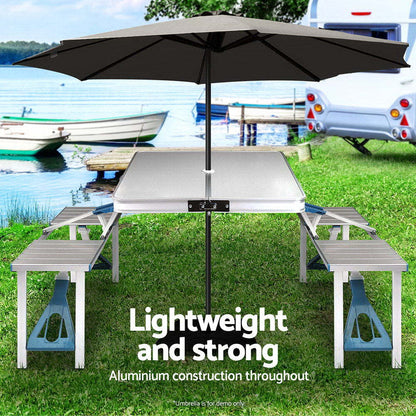 Outdoor One-piece Folding Table And Chair Aluminum Alloy Folding Table Wholesale Barbecue Household Camping Aluminum Alloy Portable Table And Chair