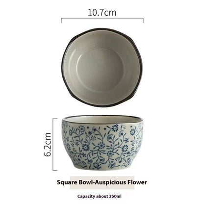 Creative Square Bowl Home Thickened And Anti-scald Underglaze Tableware