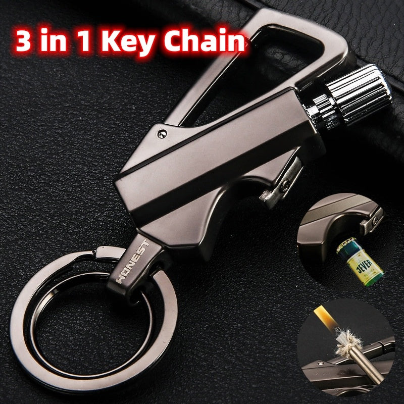 Creative Metal Keychain Lighter Wild Fire Ten Thousand Times Use Kerosene Lighters Gifts For Men