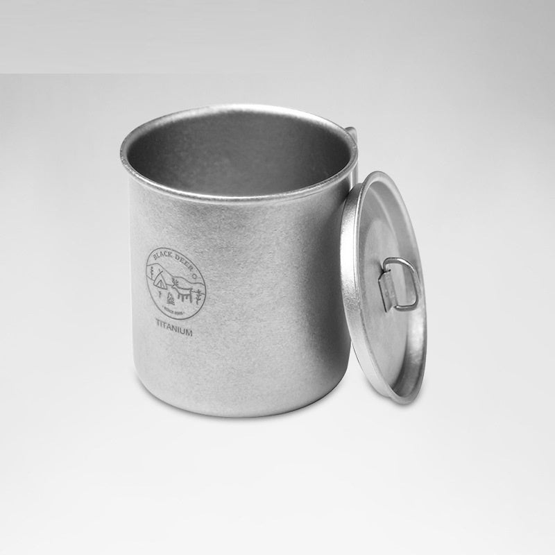 Pure Titanium Metal Lidded Folding Handle Mug