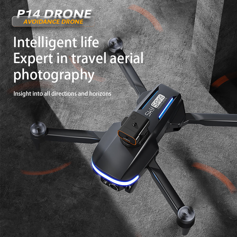 P14 Drone Long Endurance HD Aerial Photography Five-surface Obstacle Avoidance Quadcopter GPS Auto-return Remote Control Airplane GPS Positioning