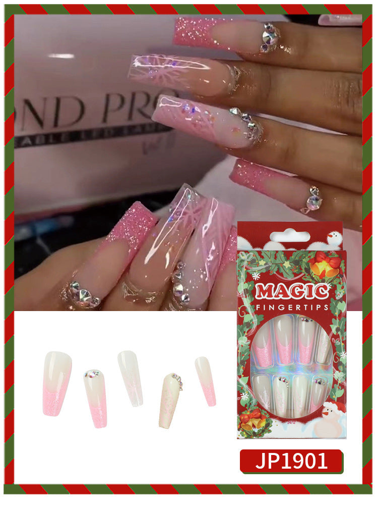 Wearable French-style Snowflake Fake Nail Tip