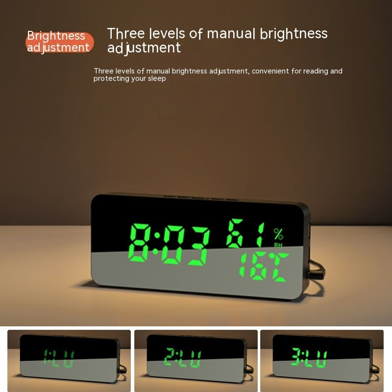 Creative Mobile Phone Charging Mirror Wall-mounted Alarm Clock Snooze Voice Control