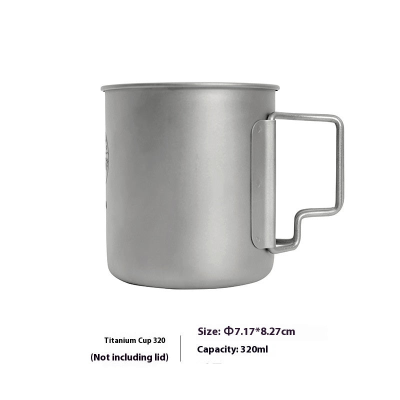 Pure Titanium Metal Lidded Folding Handle Mug