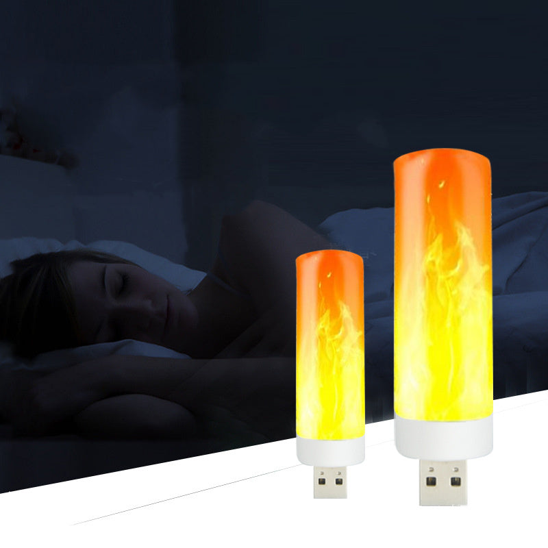 USB Atmosphere Light LED Flame Flashing Candle Lights Book Lamp For Power Bank Camping Lighting Cigarette Lighter Effect Light